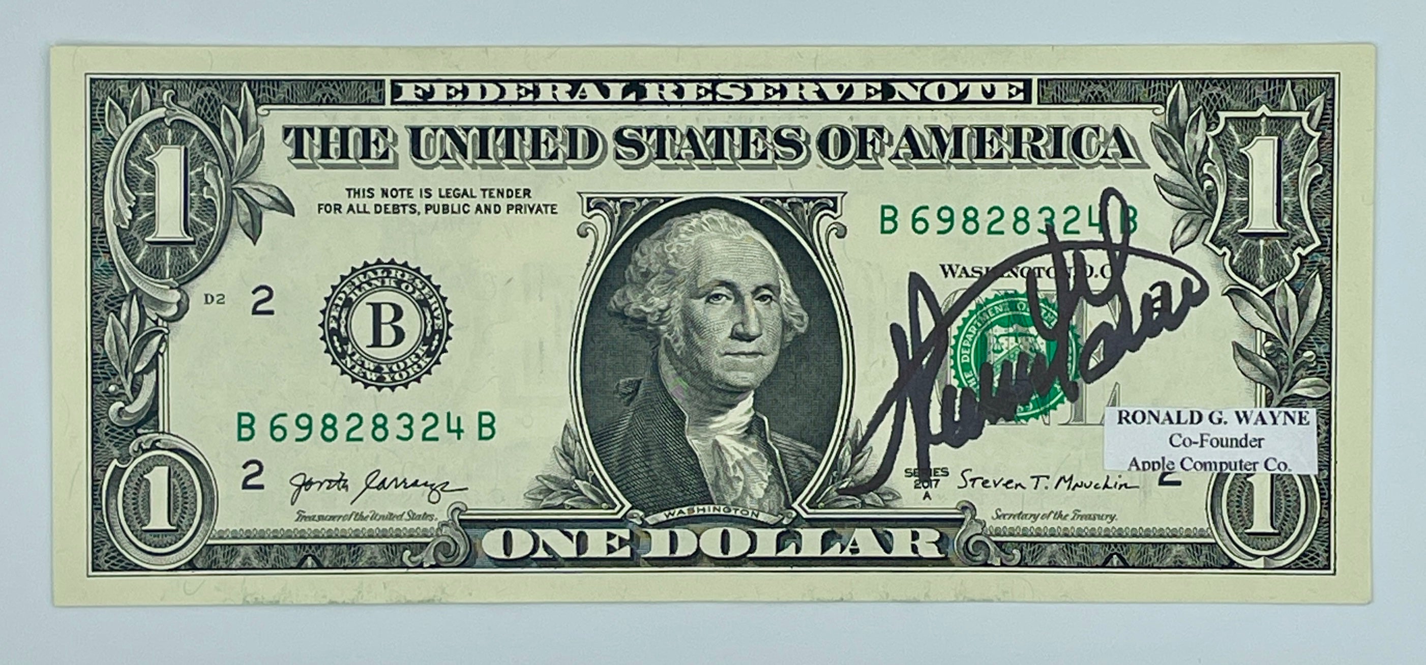Interstellar Collectibles Inc - Ronald G. Wayne Signed Dollar Bill 1
