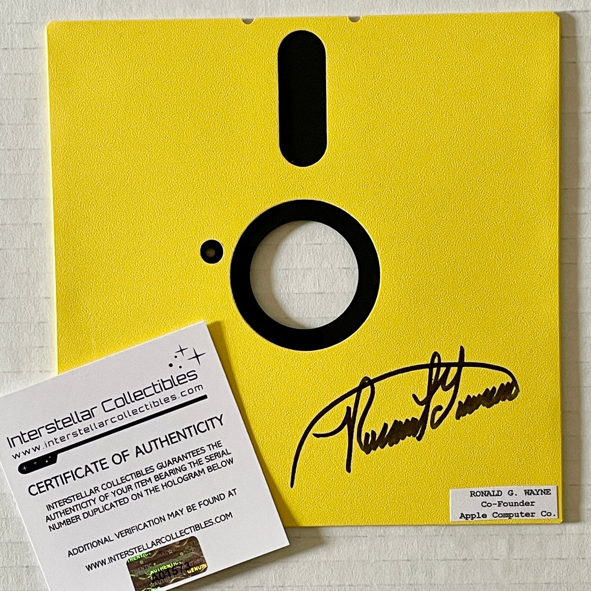 Interstellar Collectibles Inc - Ronald G. Wayne Signed Floppy Disk Yellow 1