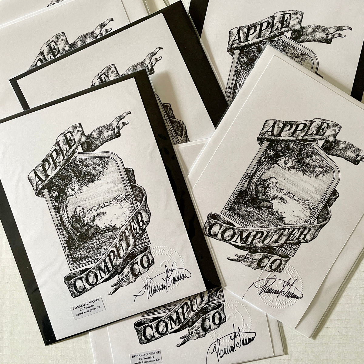Interstellar Collectibles Inc - Ronald G. Wayne hand signed Apple Computer Co. Logo Print 5”x7” 5